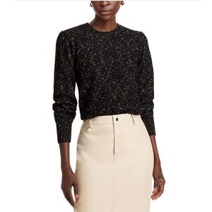 Single Thread Raised Metallic Slub Yarn Sweater Black Platinum M5007183ST Medium